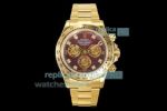 Swiss Replica Rolex Daytona Yellow Gold Watch Rose Red Dial JH Factory 4130 Movement